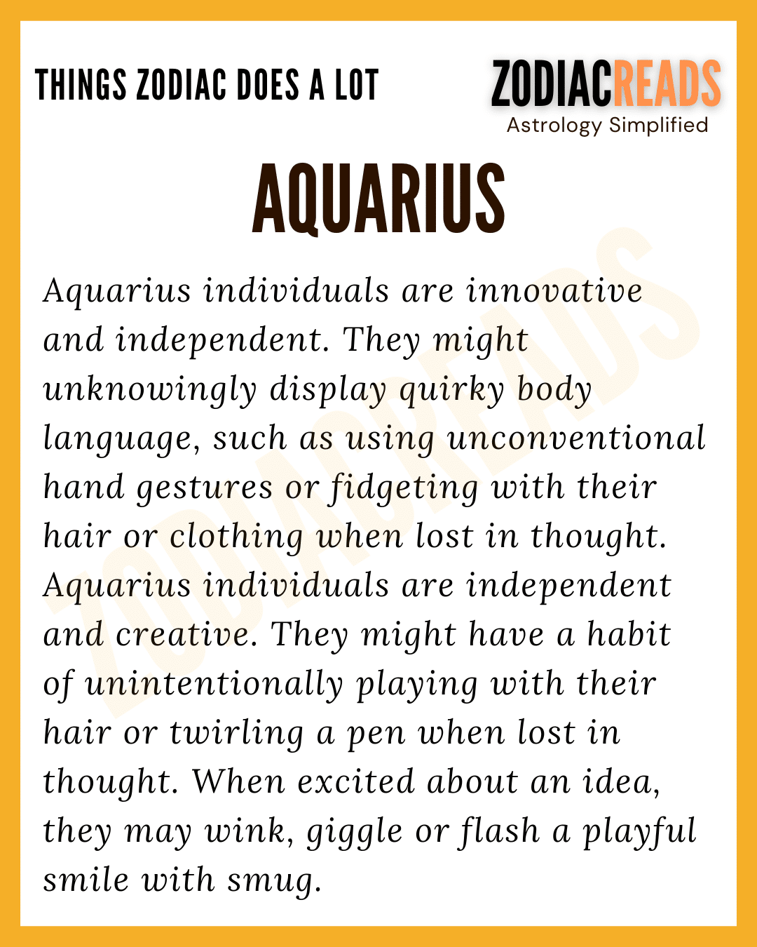 Aquarius Things That Zodiac Signs Tend To Do A Lot
