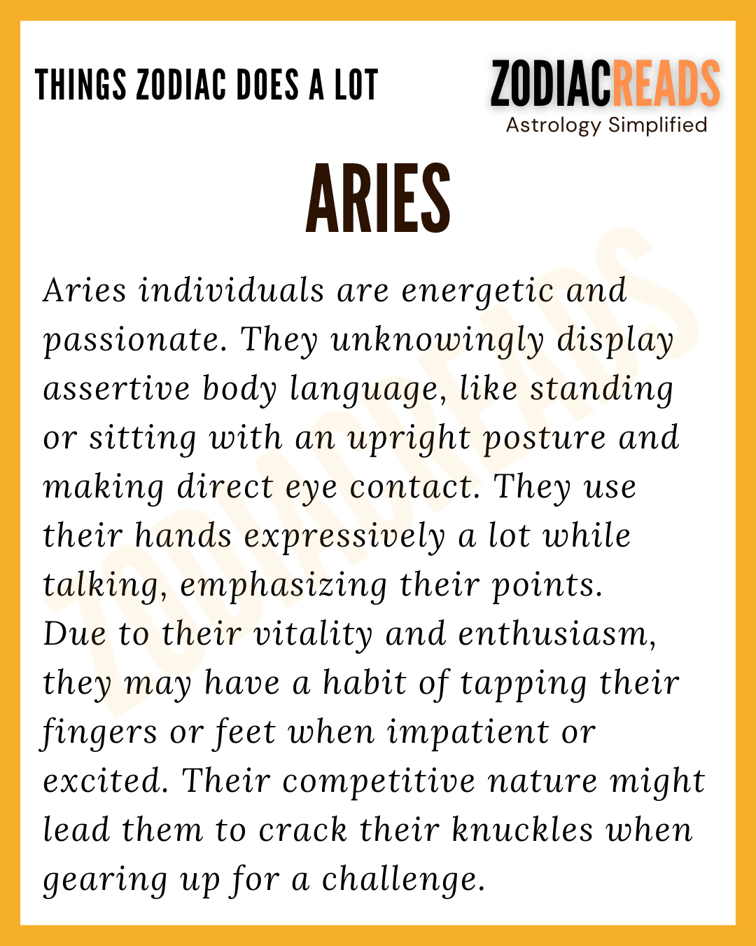 Aries Things That Zodiac Signs Tend To Do A Lot
