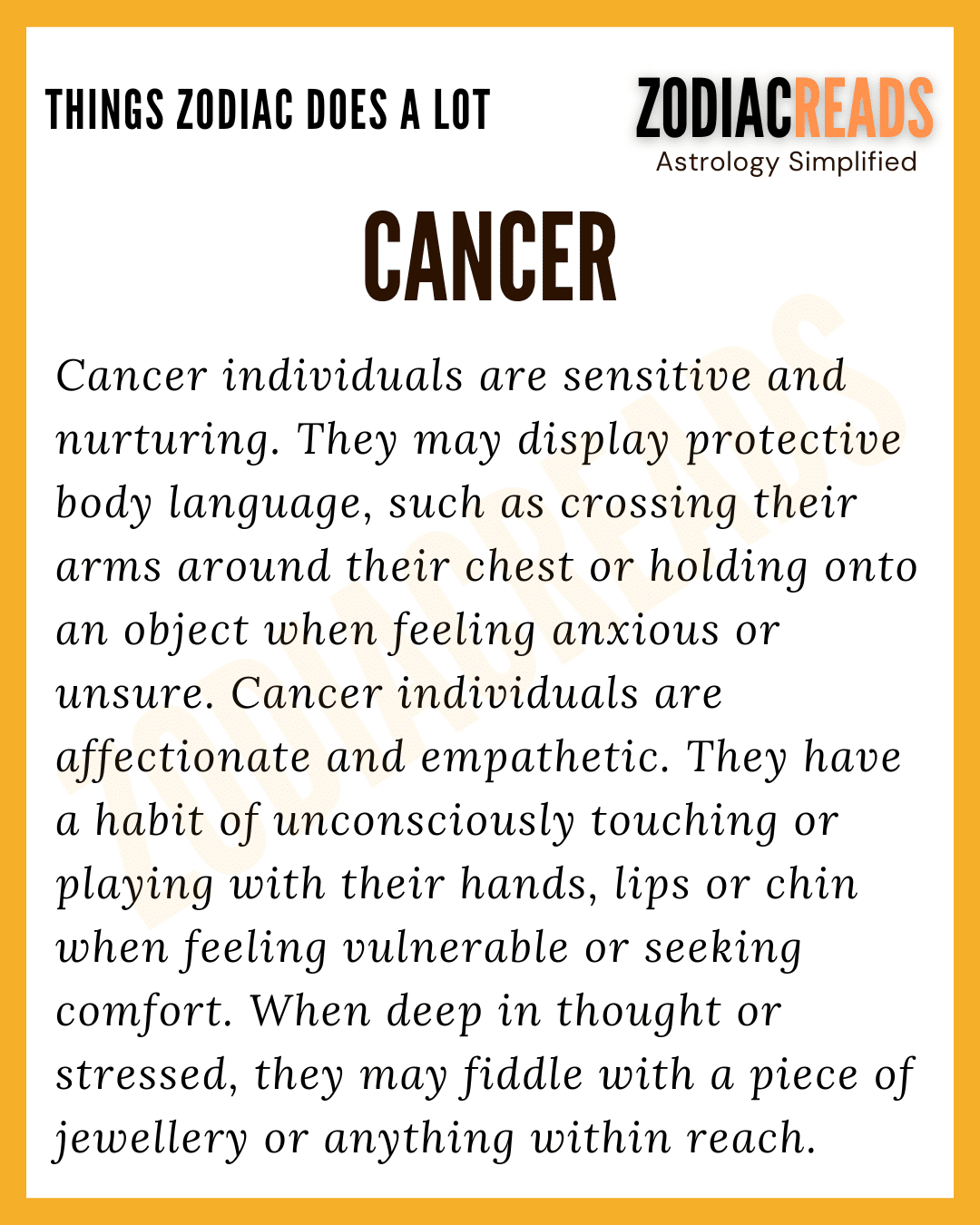 Cancer Things That Zodiac Signs Tend To Do A Lot