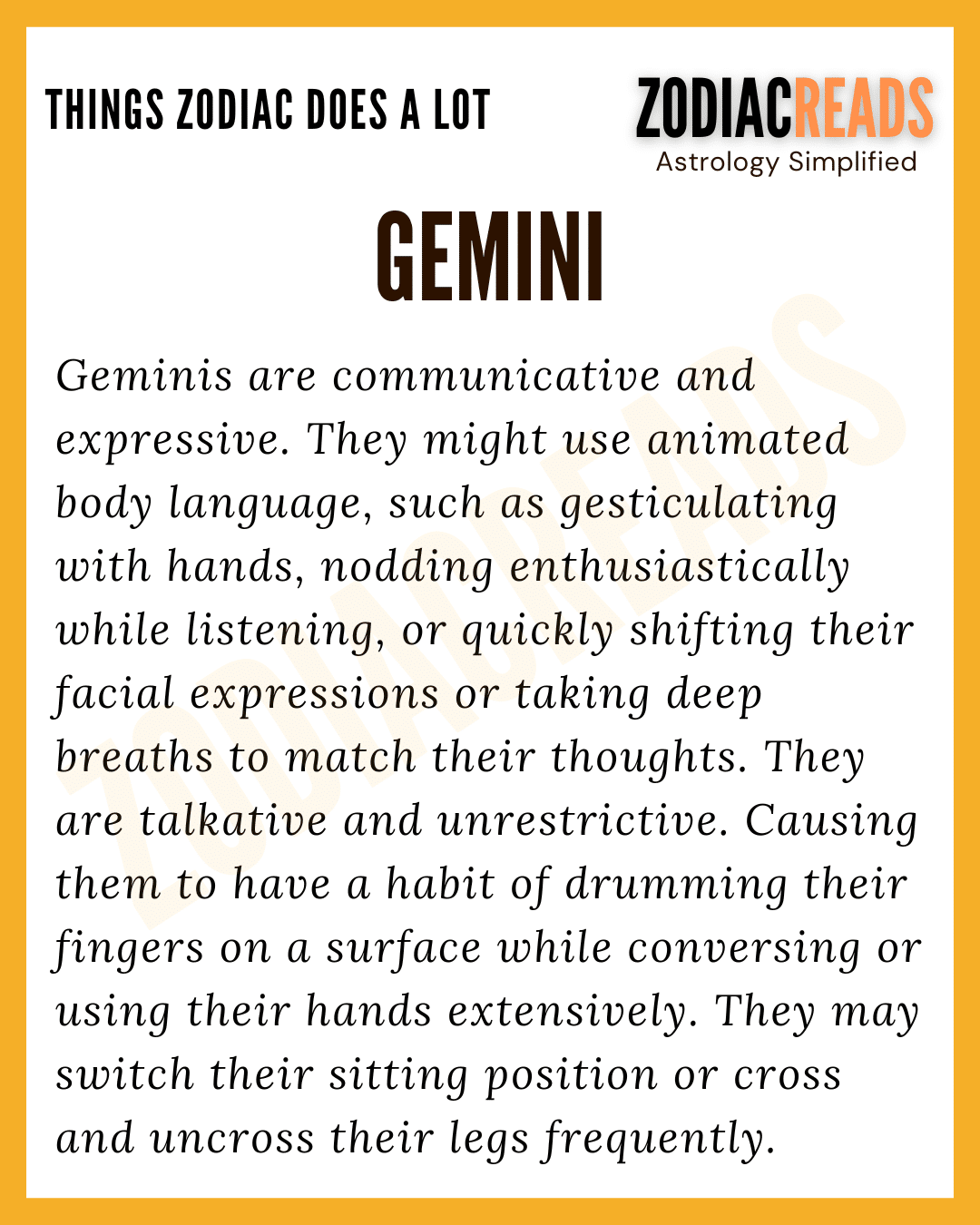 Gemini Things That Zodiac Signs Tend To Do A Lot