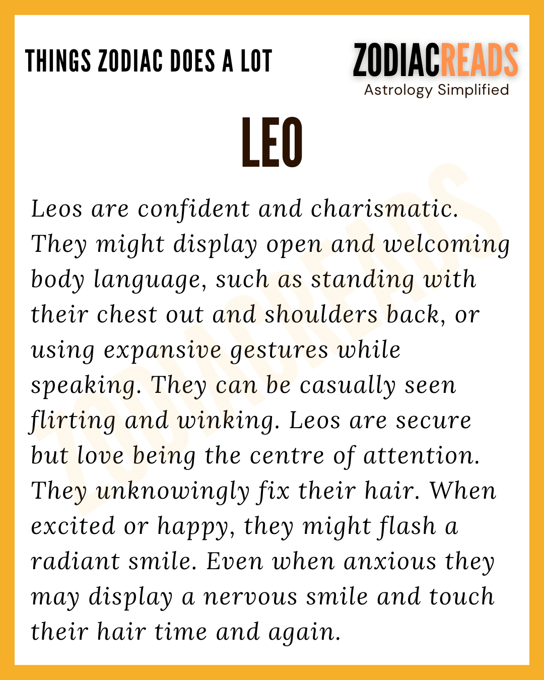 Leo Things That Zodiac Signs Tend To Do A Lot
