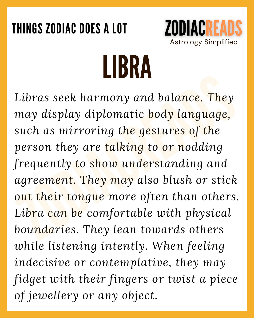 Libra Things That Zodiac Signs Tend To Do A Lot