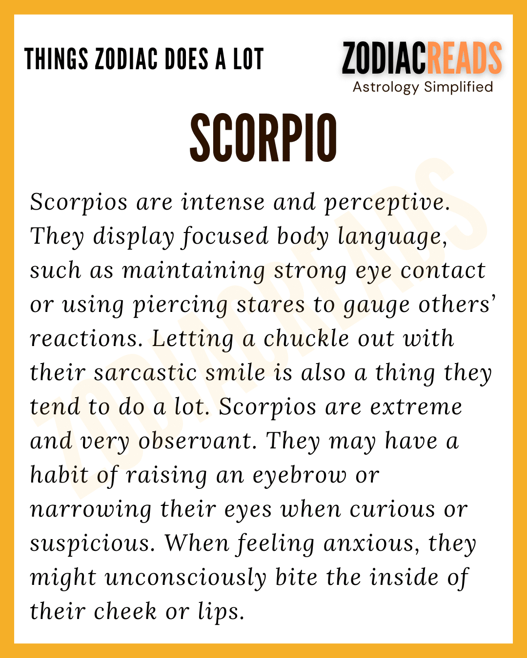 Scorpio Things That Zodiac Signs Tend To Do A Lot