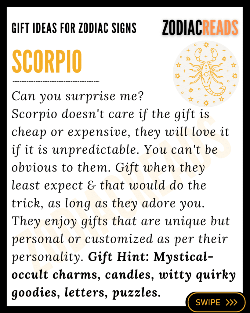 Zodiac Signs and Gifts ideas Scorpio