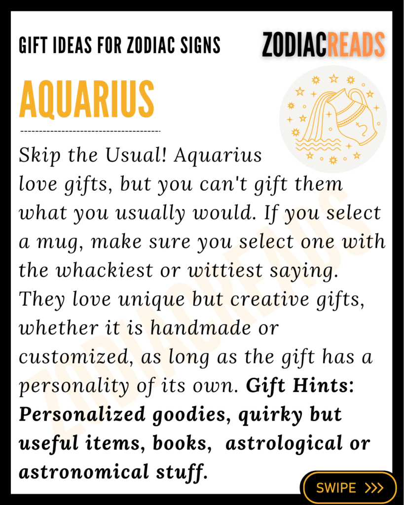 Zodiac Signs and Gifts ideas Aquarius