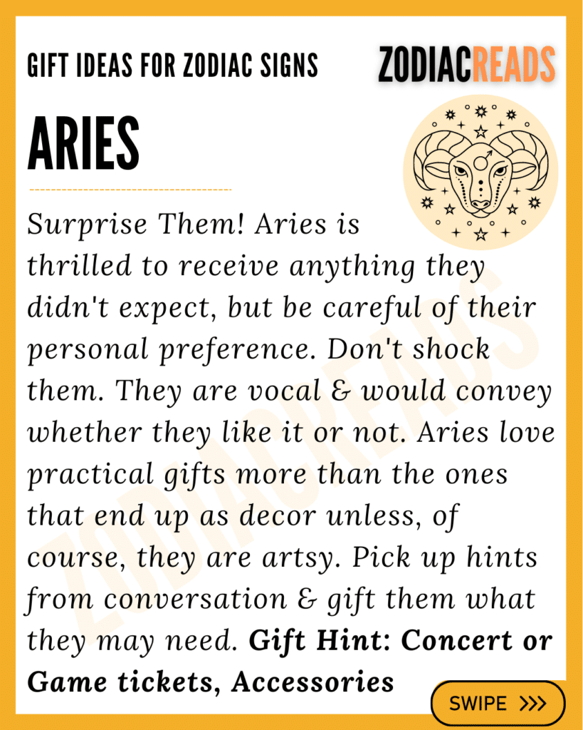 Zodiac Signs and Gifts ideas Aries