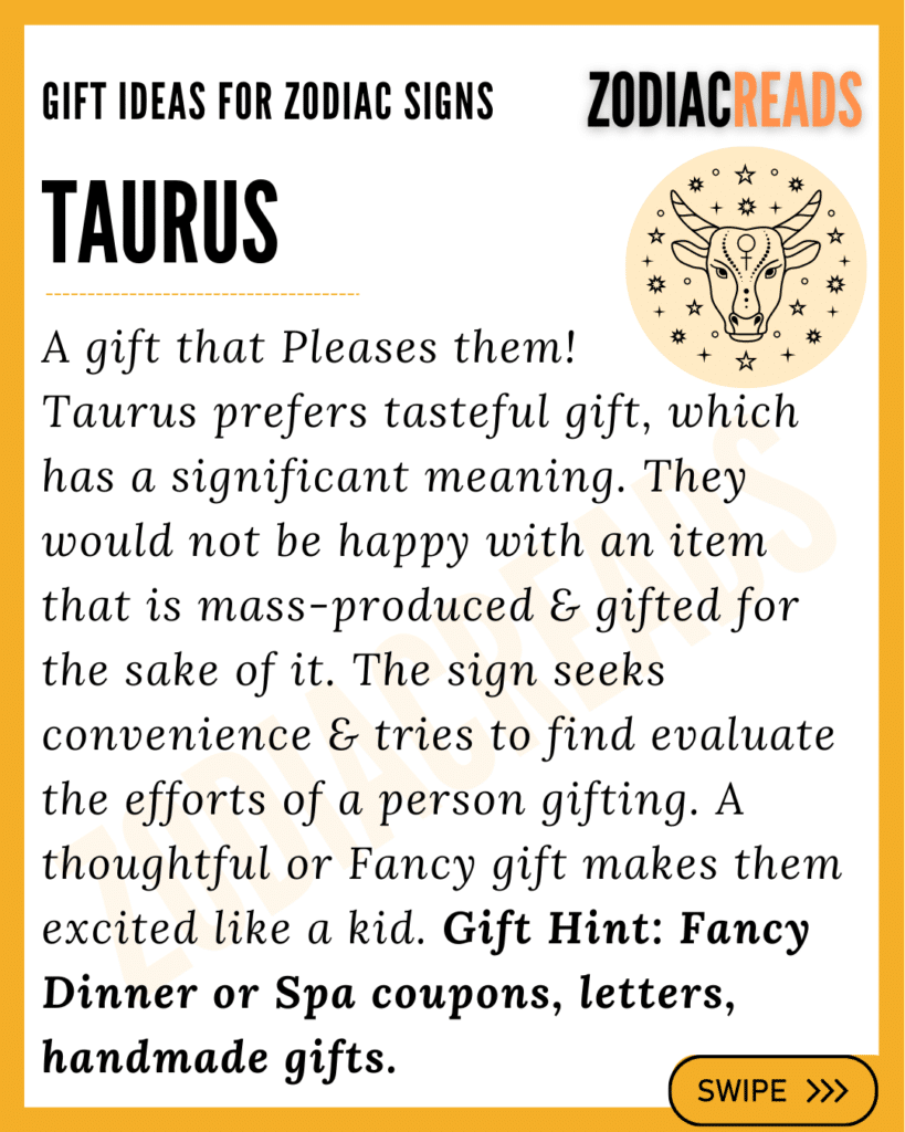 Zodiac Signs and Gifts ideas Taurus