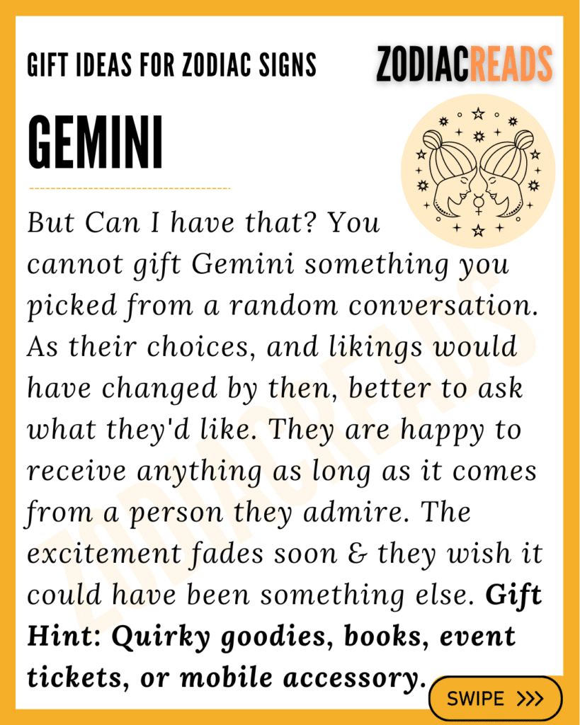 Zodiac Signs and Gifts ideas Gemini