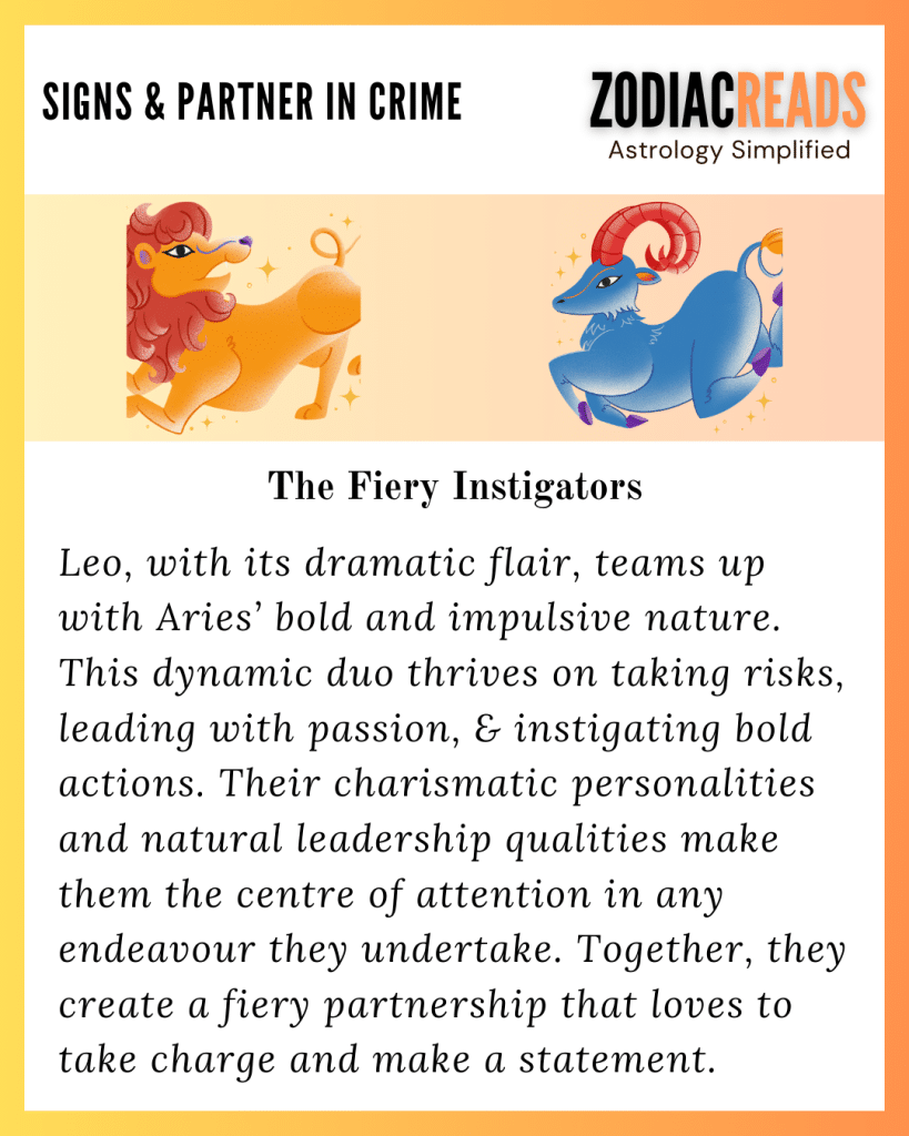 Leo and Aries Zodiac Signs and Partners in Crime